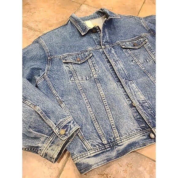 Rare Vtg Gap Denim Jacket Mens XL Zip Button Trucker Cotton Grunge Biker Retro - Picture 2 of 11